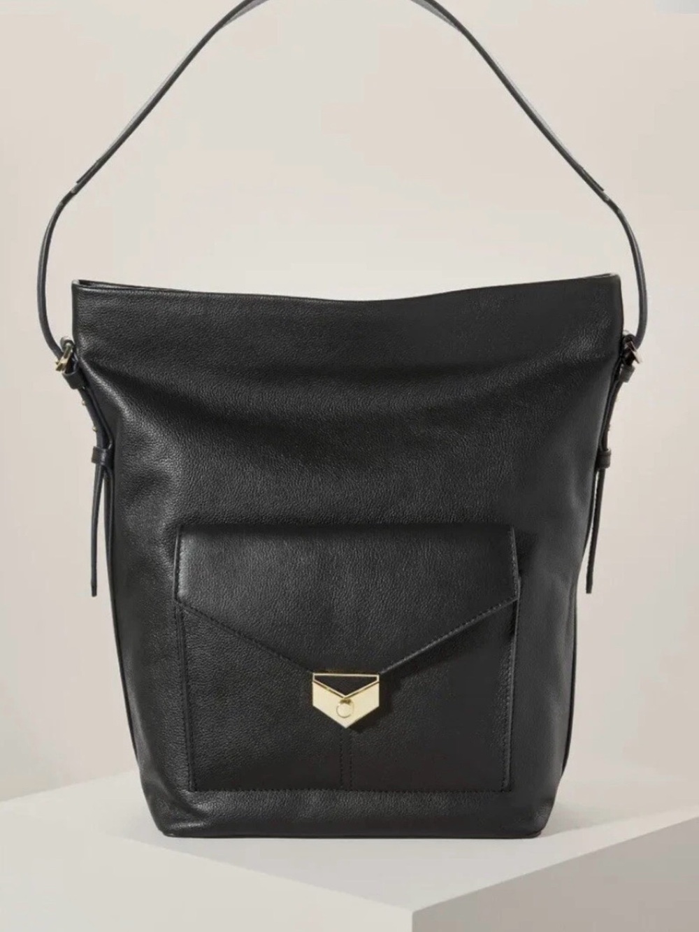 Covet by Stella & Dot black leather shoulder bag